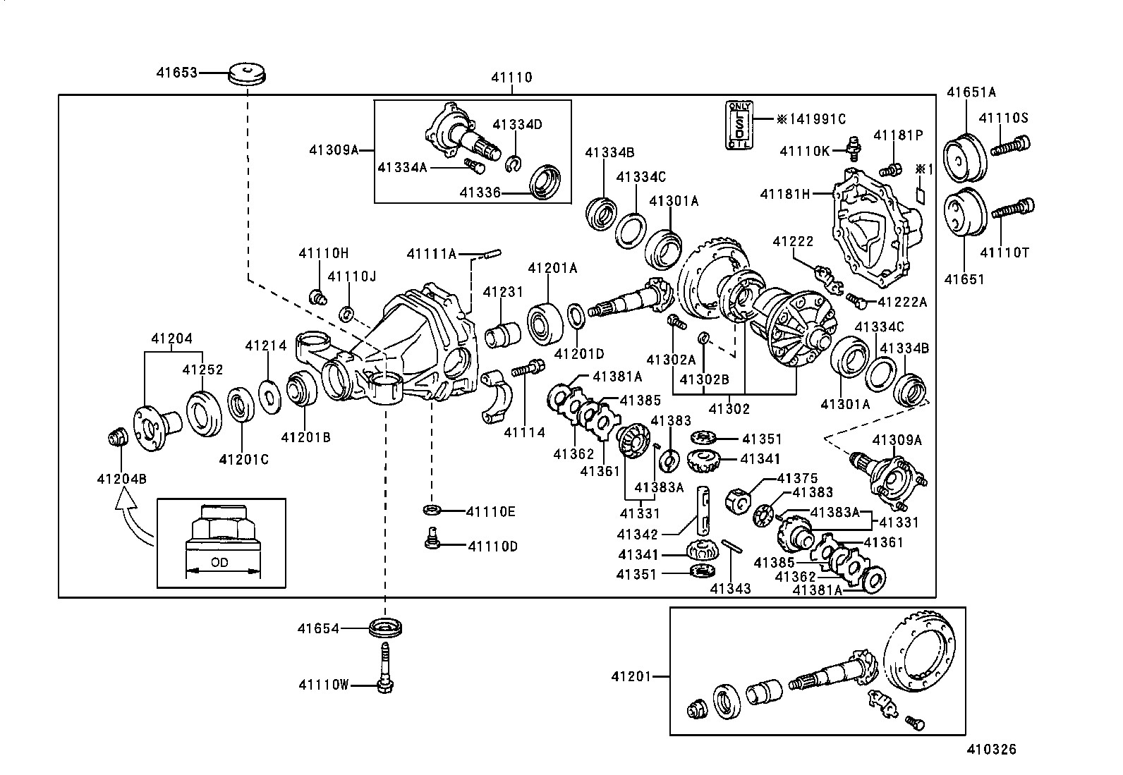 41110-3A080 CARRIER ASSY, DIFFERENTIAL, REAR product image
