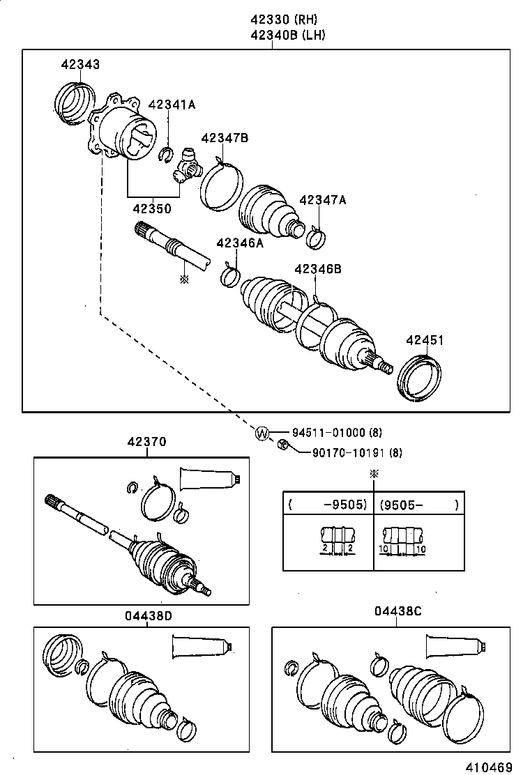 42410-32090 HUB & BEARING ASSY, REAR AXLE, RH product image