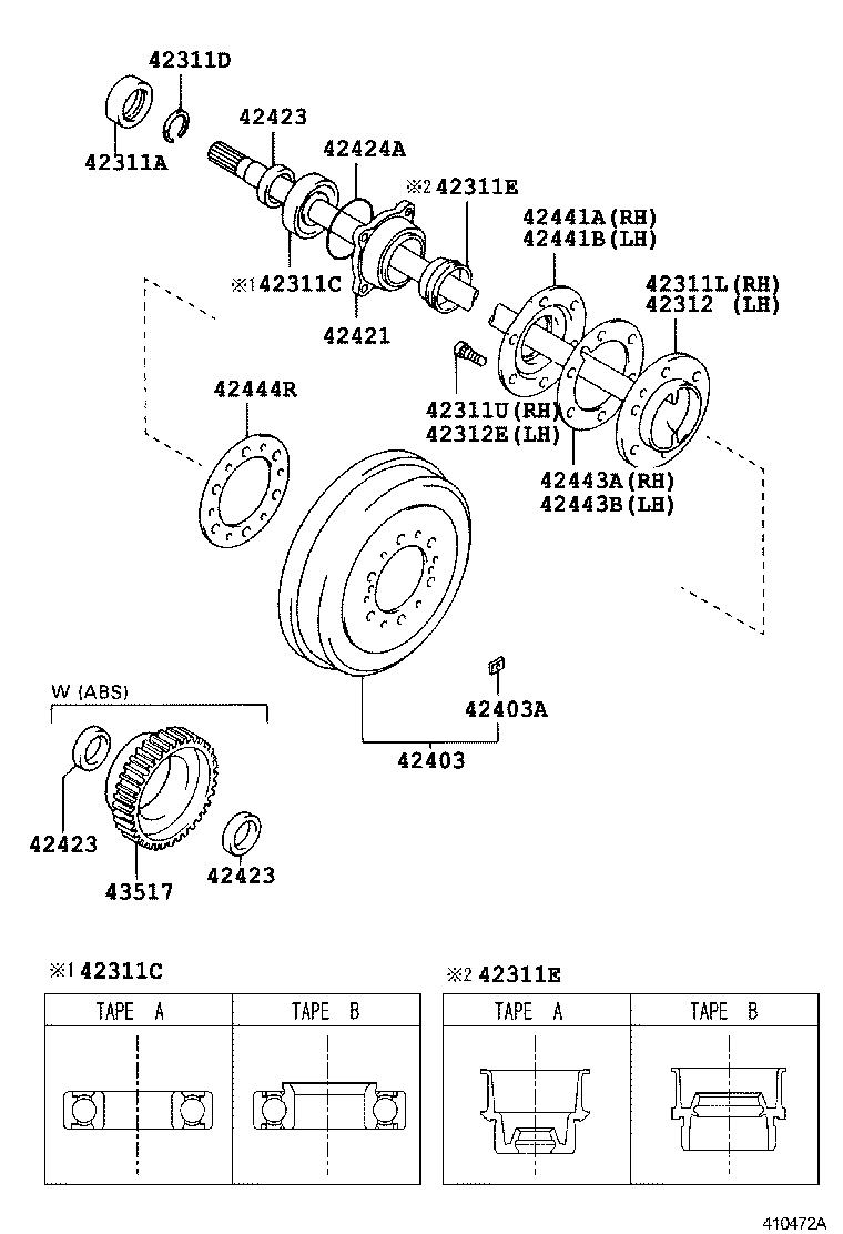 Toyota 42311-34010 SHAFT, REAR AXLE, RH