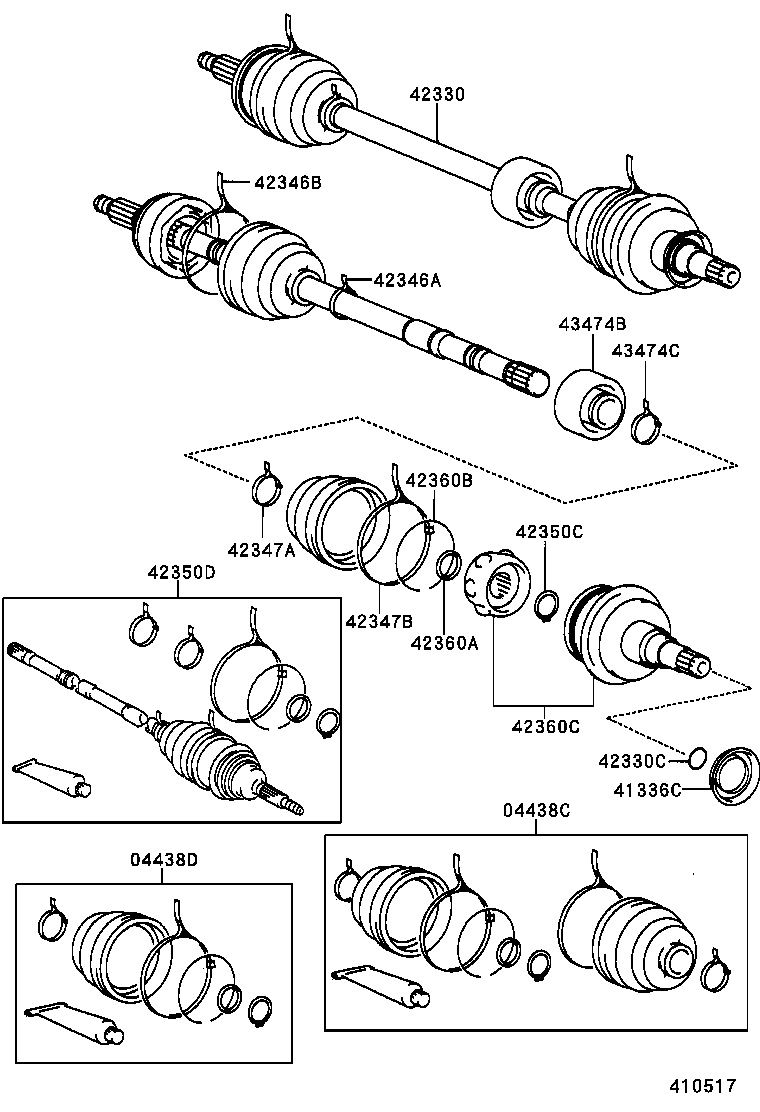 04438-20080 BOOT KIT, REAR DRIVE SHAFT INBOARD JOINT product image