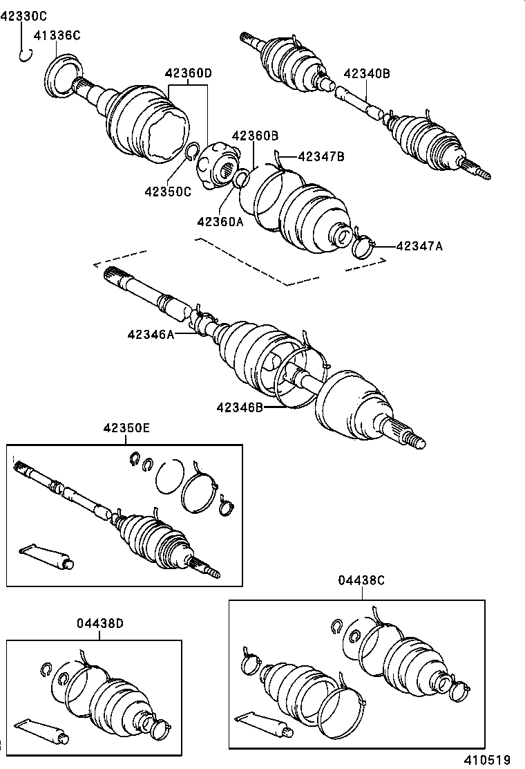 04438-20080 BOOT KIT, REAR DRIVE SHAFT INBOARD JOINT product image