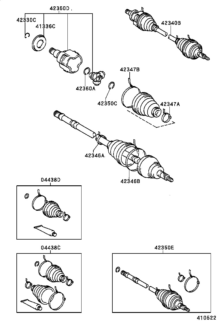 04438-20080 BOOT KIT, REAR DRIVE SHAFT INBOARD JOINT product image