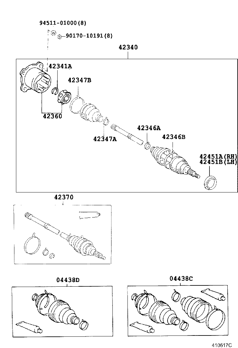 42370-29407 SHAFT ASSY, REAR DRIVE OUTBOARD JOINT product image