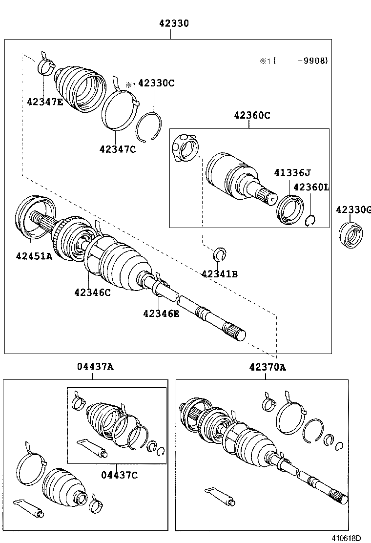 04437-21011 BOOT KIT, REAR DRIVE SHAFT INBOARD JOINT, RH product image