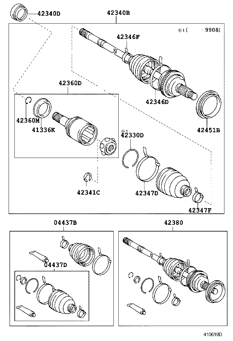 04437-21011 BOOT KIT, REAR DRIVE SHAFT INBOARD JOINT, RH product image