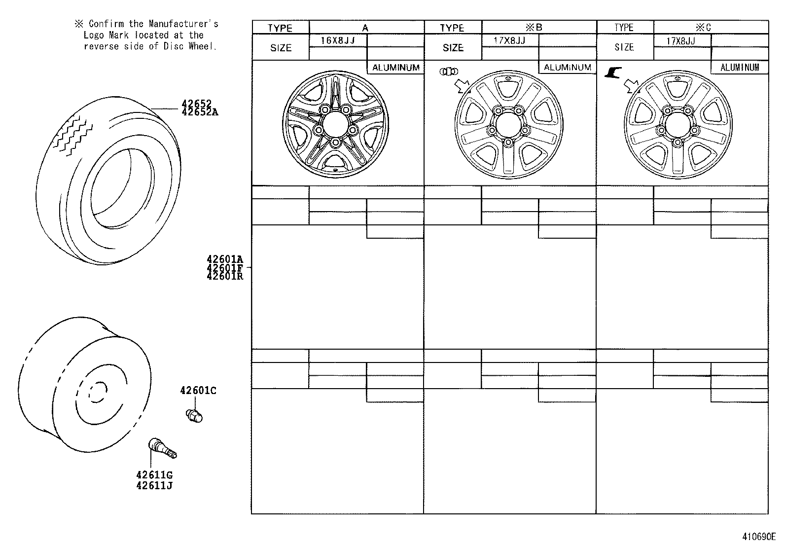 42611-60280 WHEEL, DISC (FOR SPARE) product image