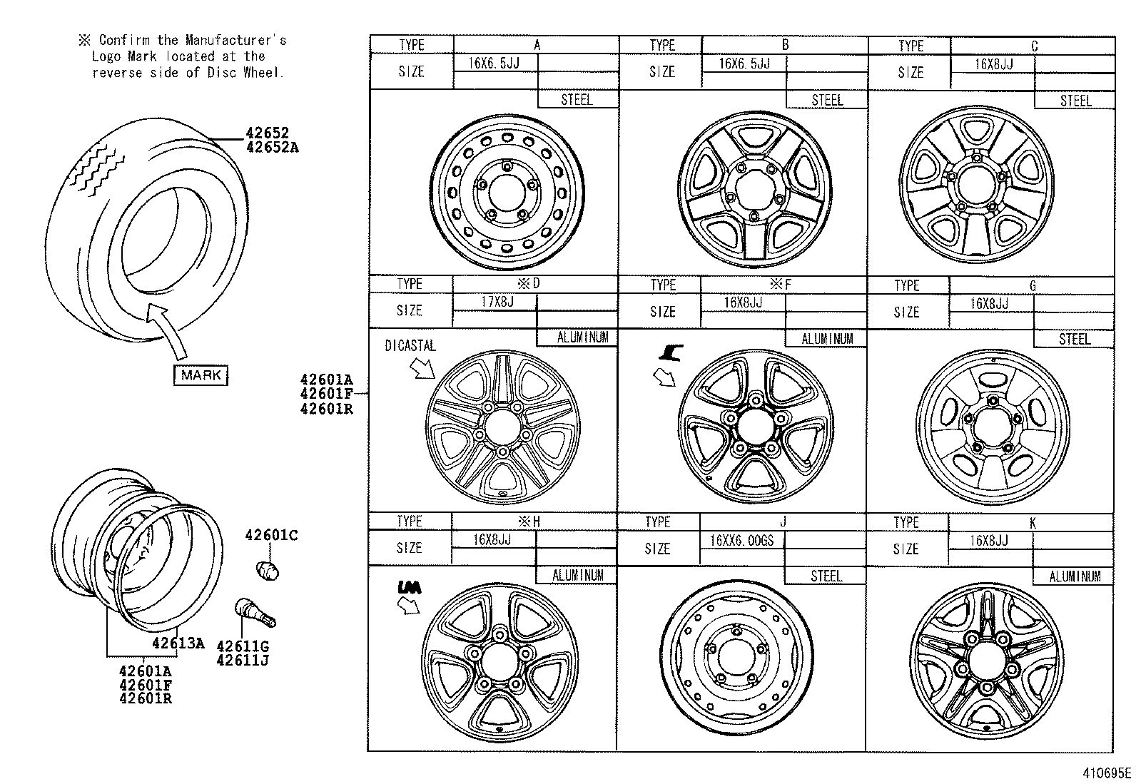 42601-60610 WHEEL, DISC (FOR SPARE) product image