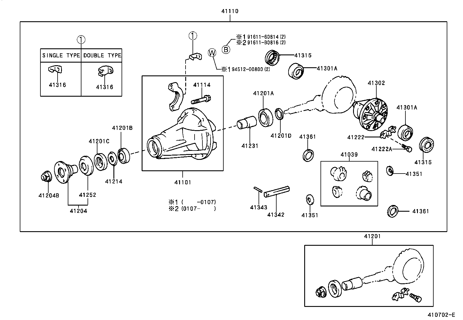41110-0B020 CARRIER ASSY, DIFFERENTIAL, REAR product image