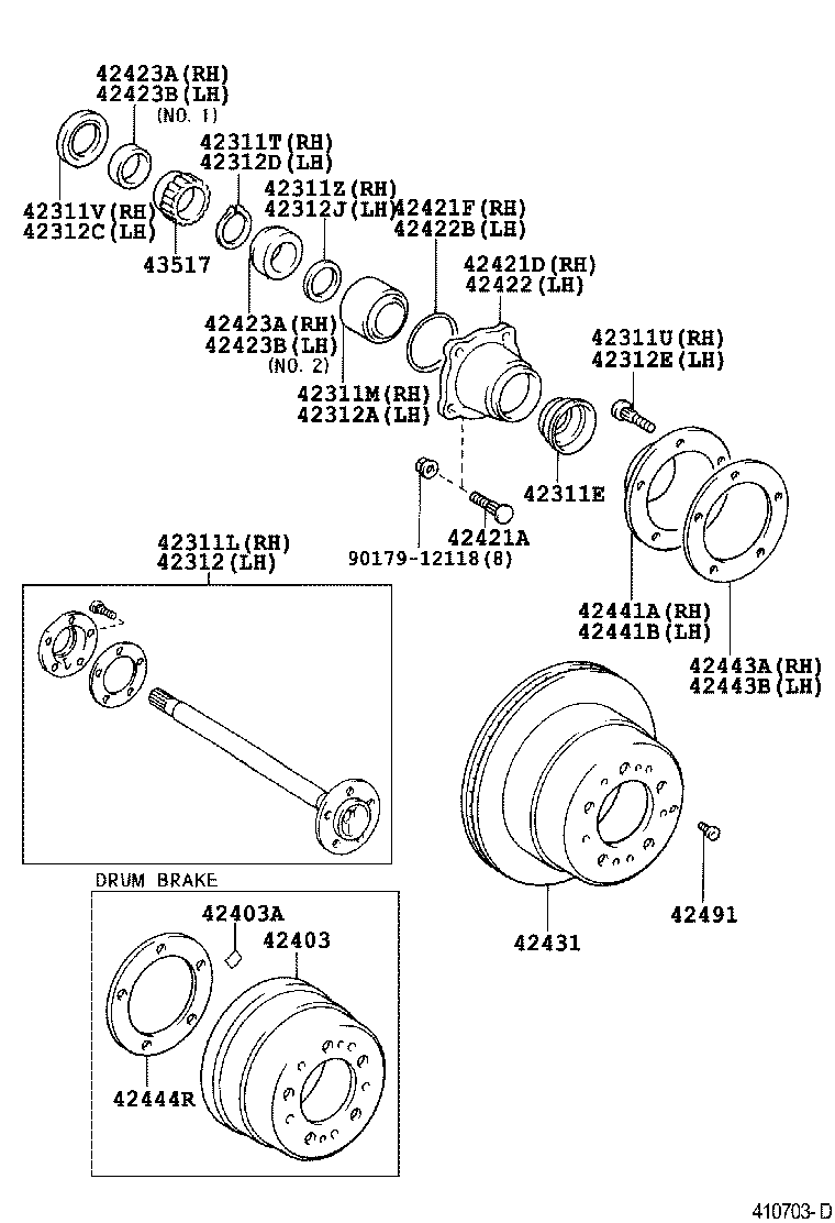 42450-69025 HUB & BEARING ASSY, REAR AXLE, RH product image