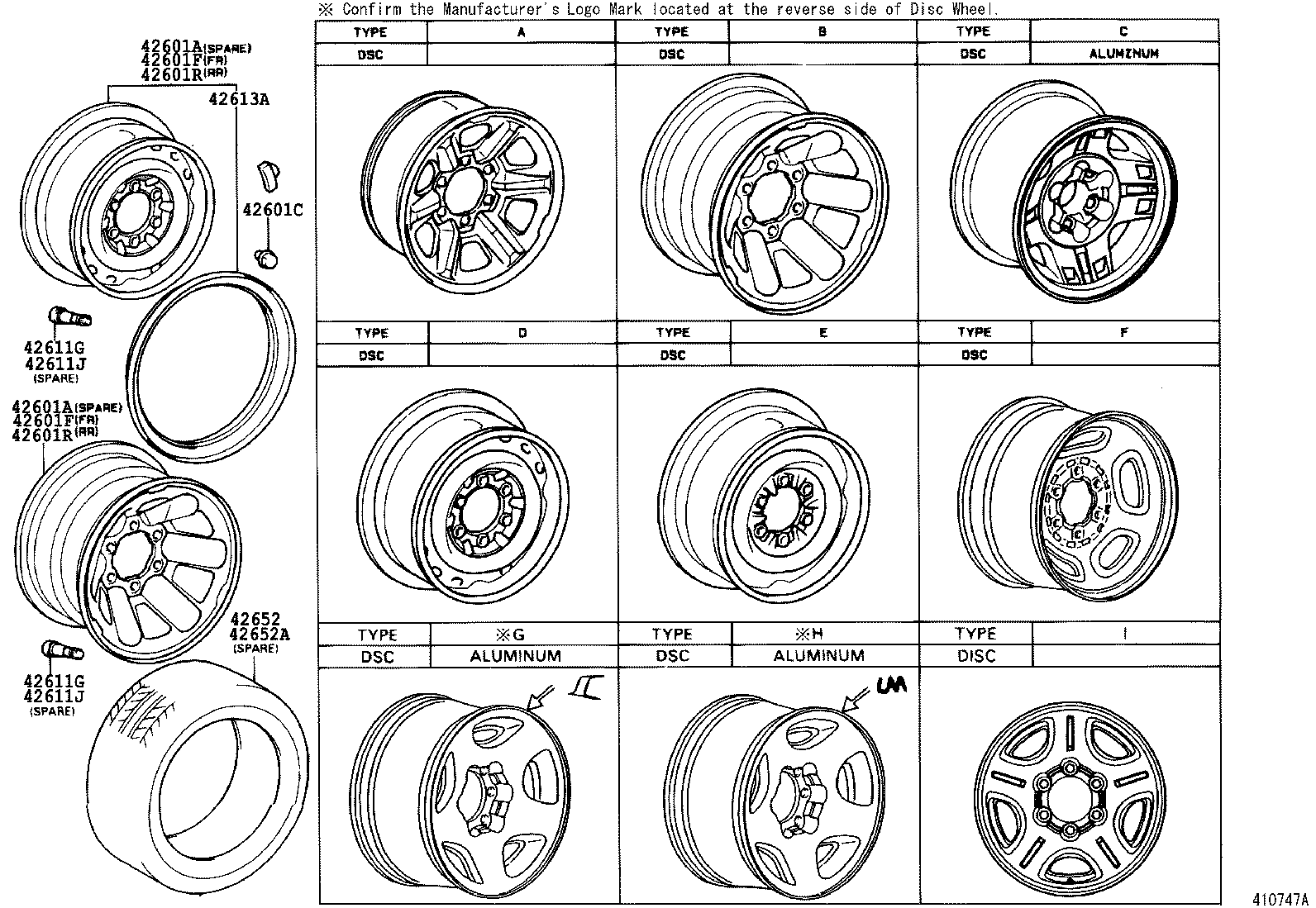 42610-60180 WHEEL, DISC (FOR SPARE) product image