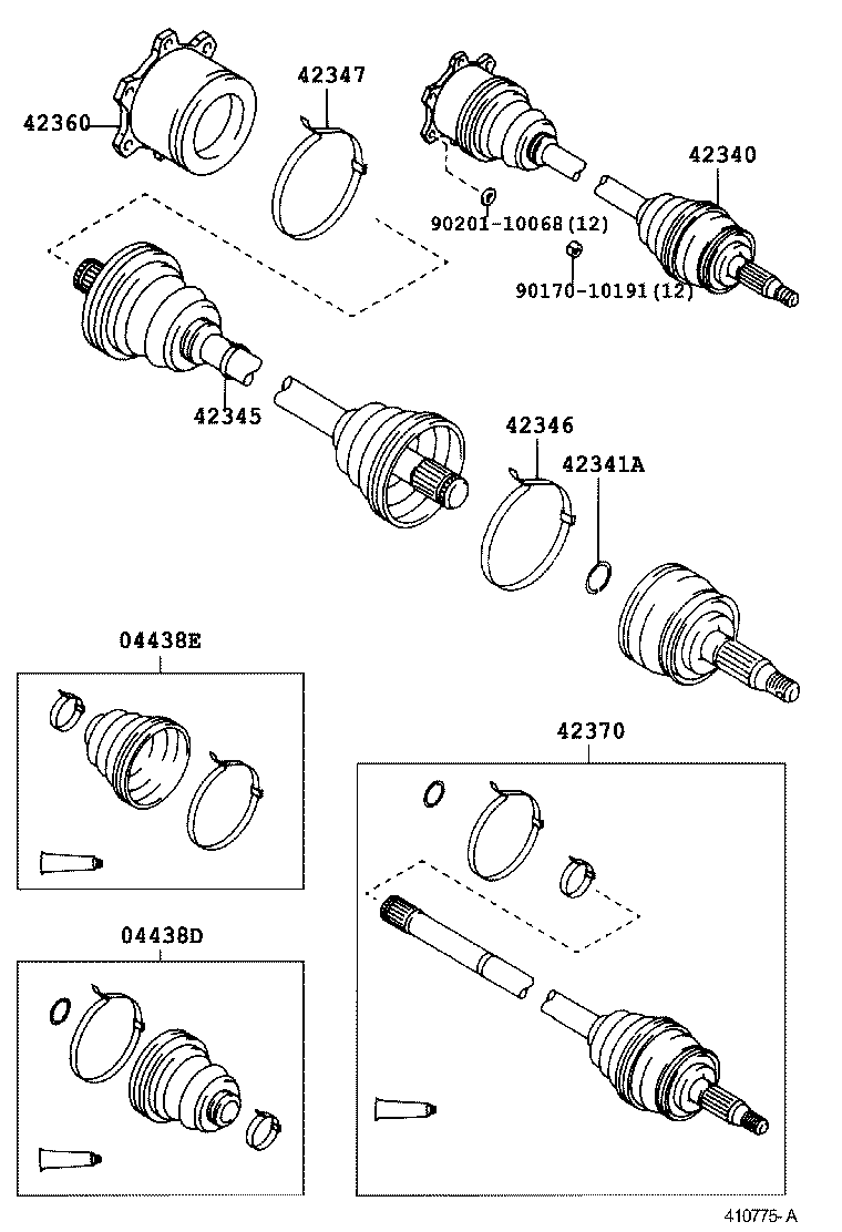 04437-22050 BOOT KIT, REAR DRIVE SHAFT INBOARD JOINT product image