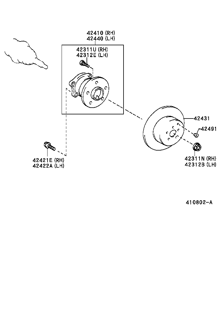 42450-32030 HUB & BEARING ASSY, REAR AXLE, RH product image
