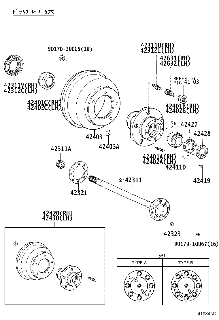 42430-37902 HUB (OR SHAFT) & BRAKE DRUM REAR AXLE, LH product image