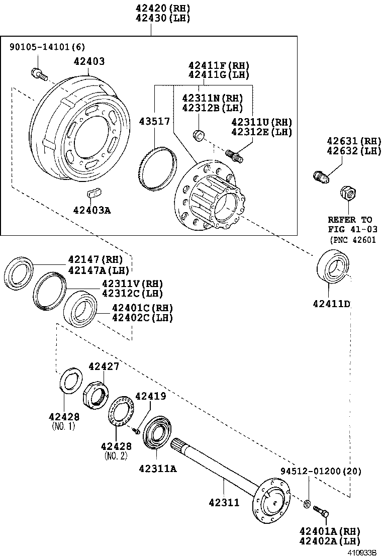 42420-39155 HUB (OR SHAFT) & BRAKE DRUM REAR AXLE, RH product image