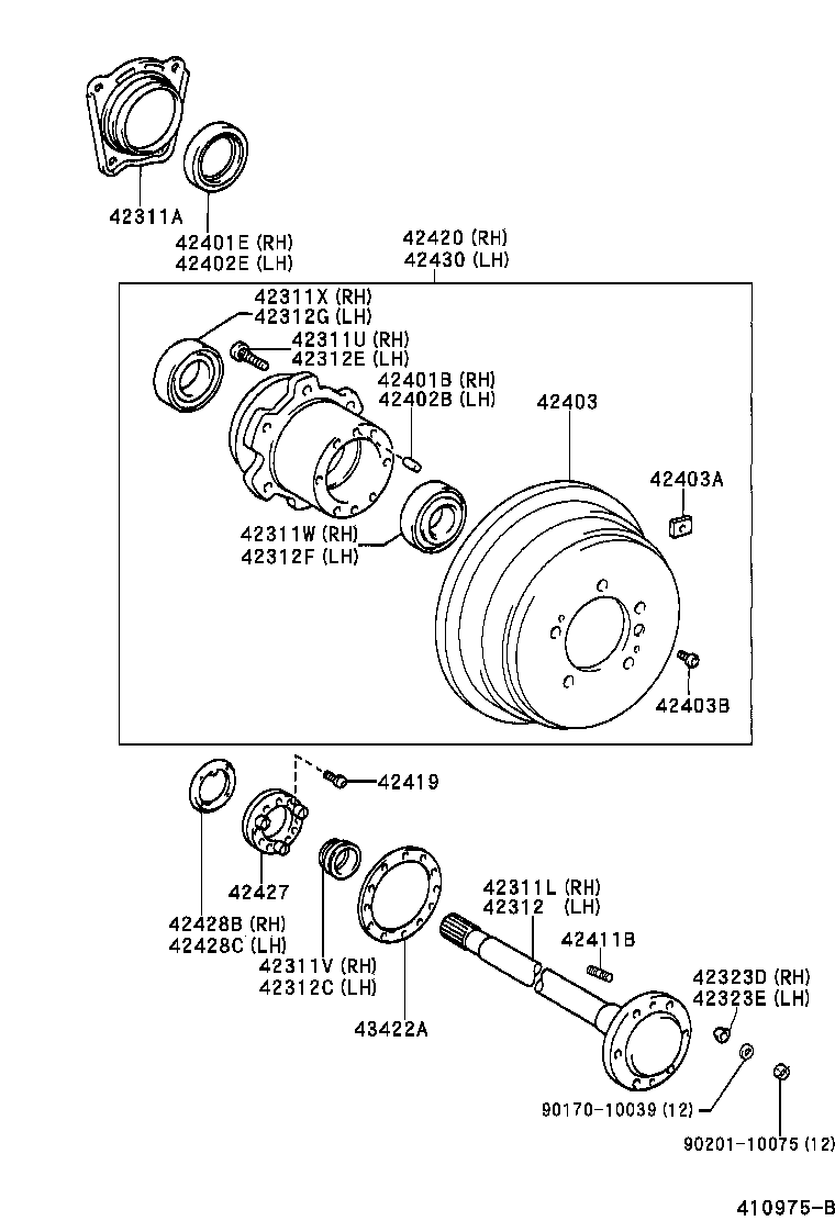 42421-60020 CASE, REAR AXLE BEARING product image