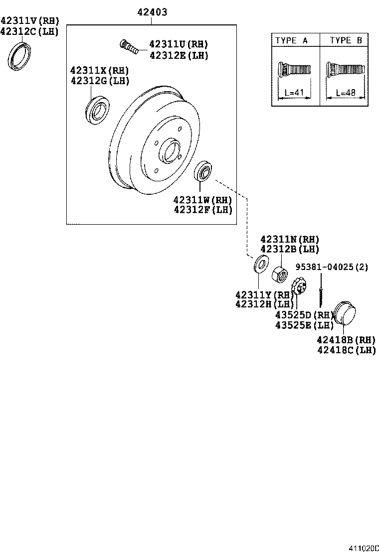 42043-19075 DRUM SUB-ASSY, REAR BRAKE product image