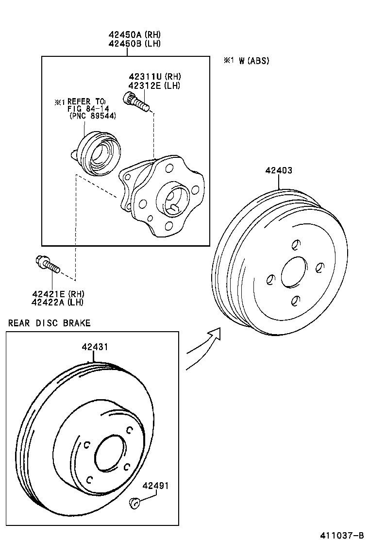 42410-52021 HUB & BEARING ASSY, REAR AXLE, RH product image