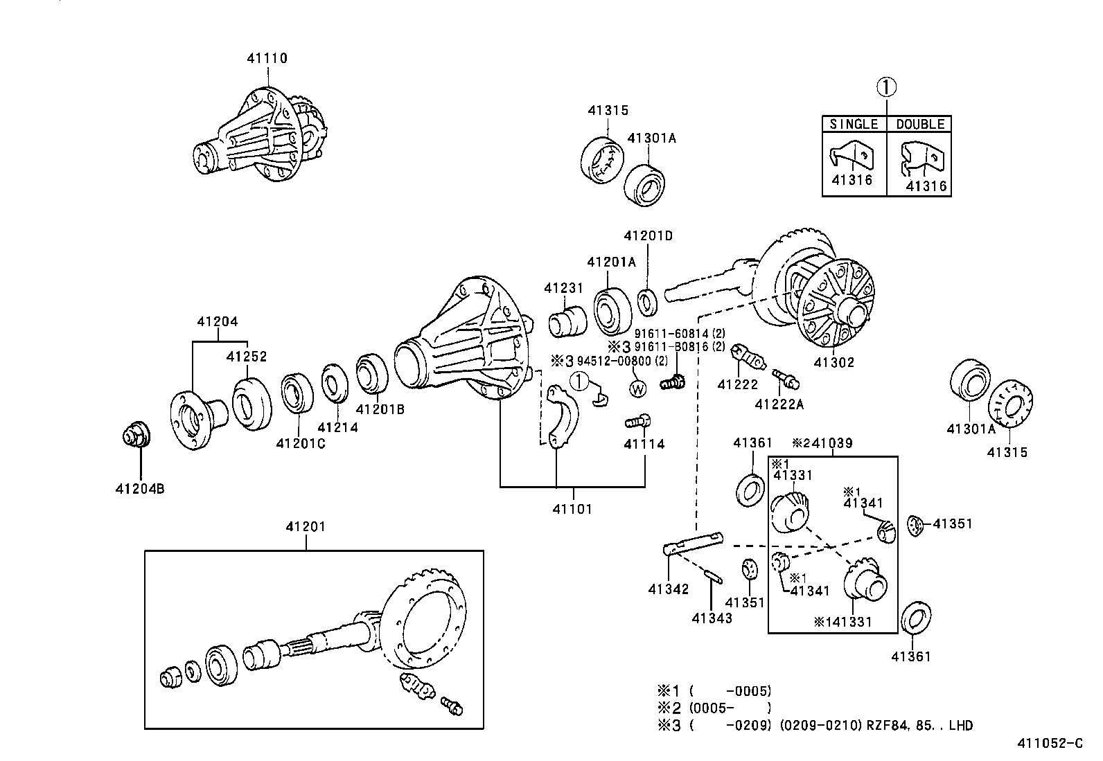 41110-0B020 CARRIER ASSY, DIFFERENTIAL, REAR product image