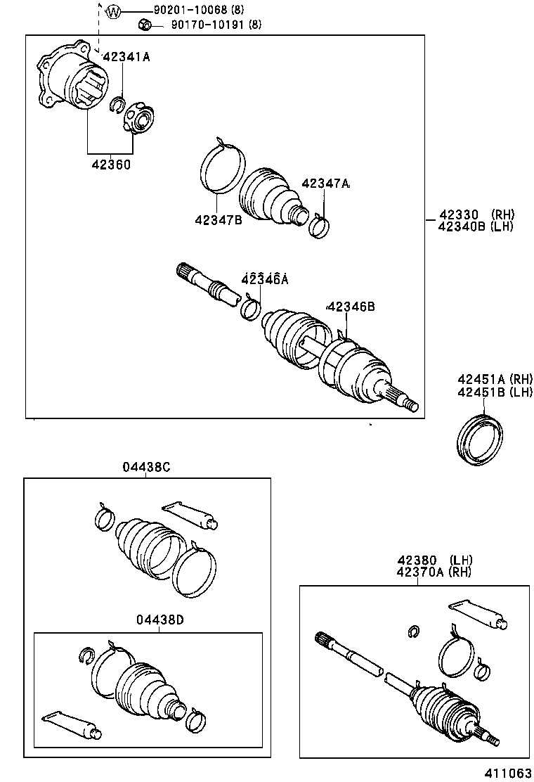 42370-29149 SHAFT ASSY, REAR DRIVE OUTBOARD JOINT, RH product image