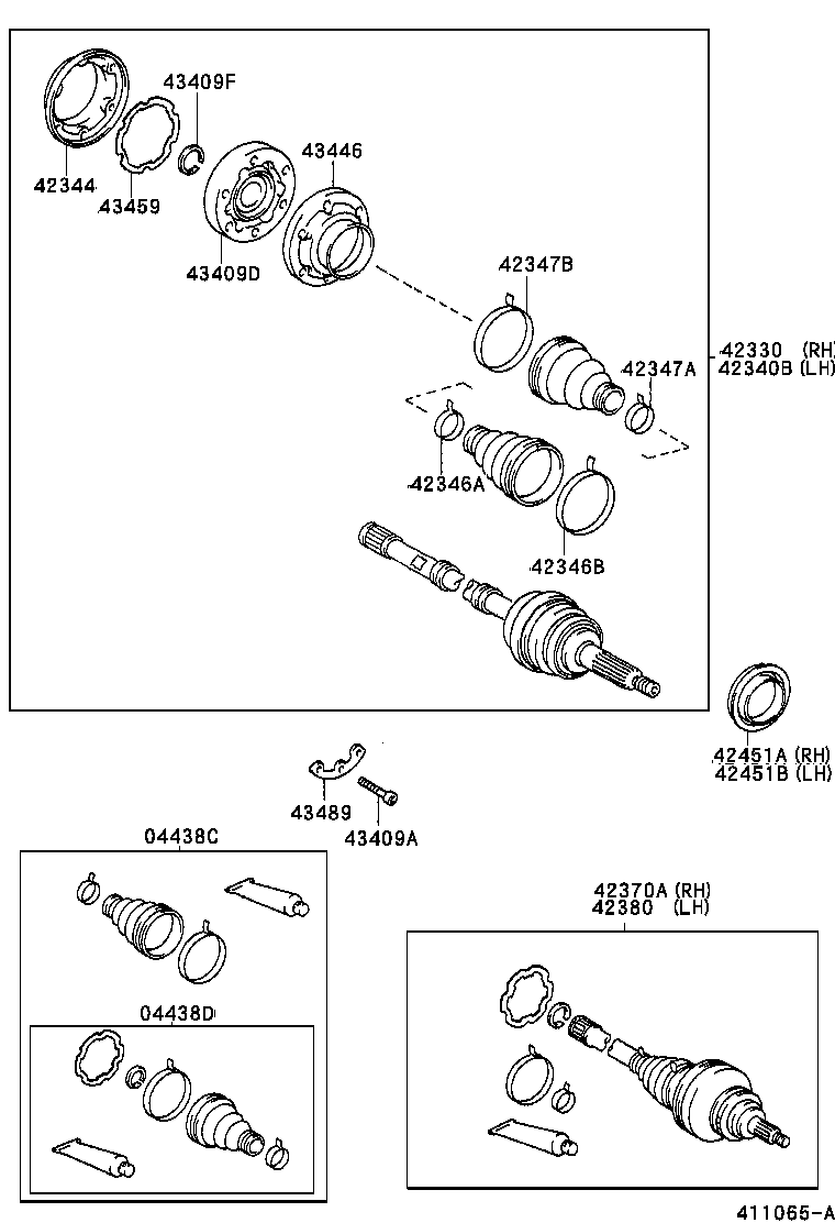 42370-29149 SHAFT ASSY, REAR DRIVE OUTBOARD JOINT, RH product image