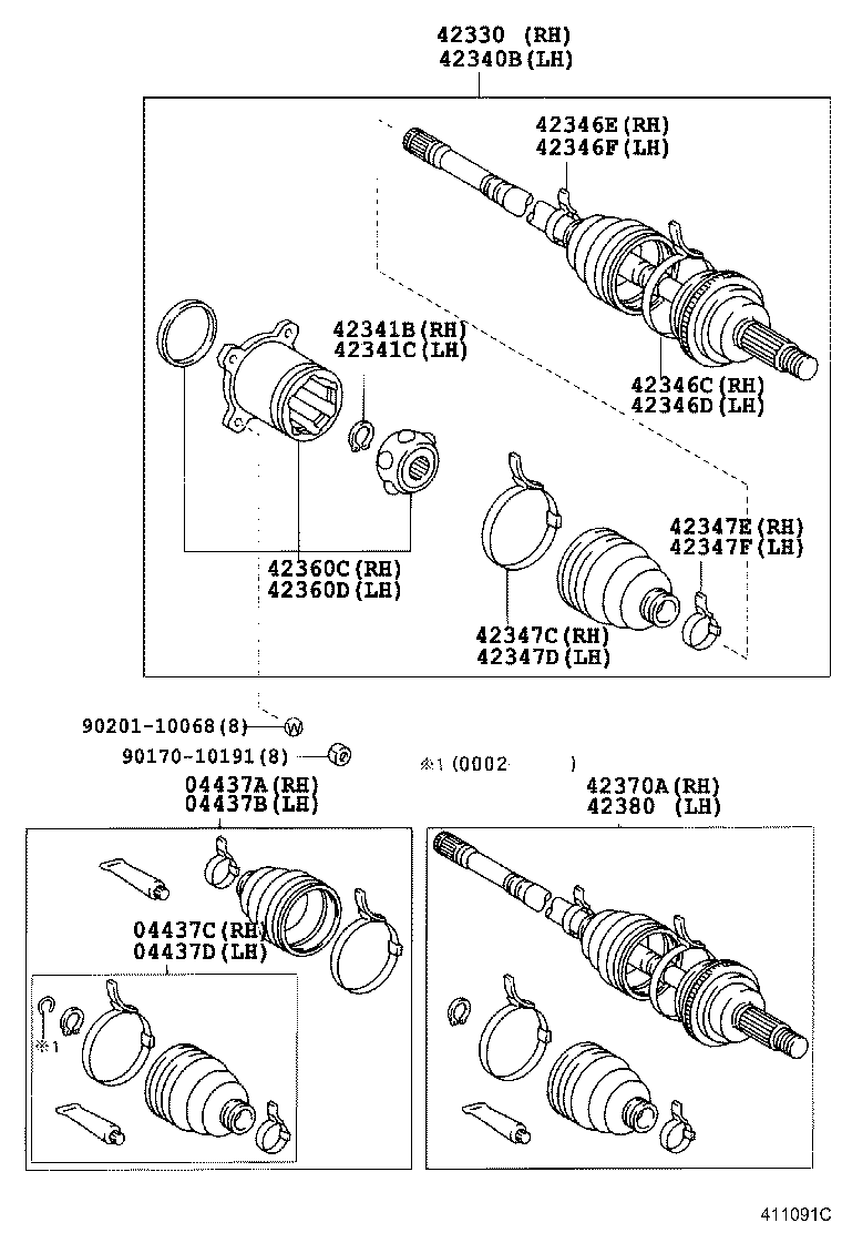 04437-28050 BOOT KIT, REAR DRIVE SHAFT INBOARD JOINT, RH product image
