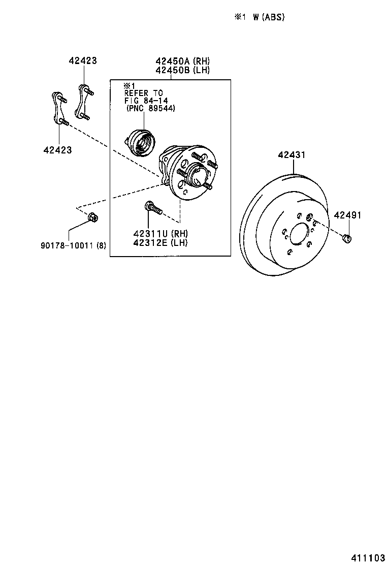 42410-28010 HUB & BEARING ASSY, REAR AXLE, RH product image