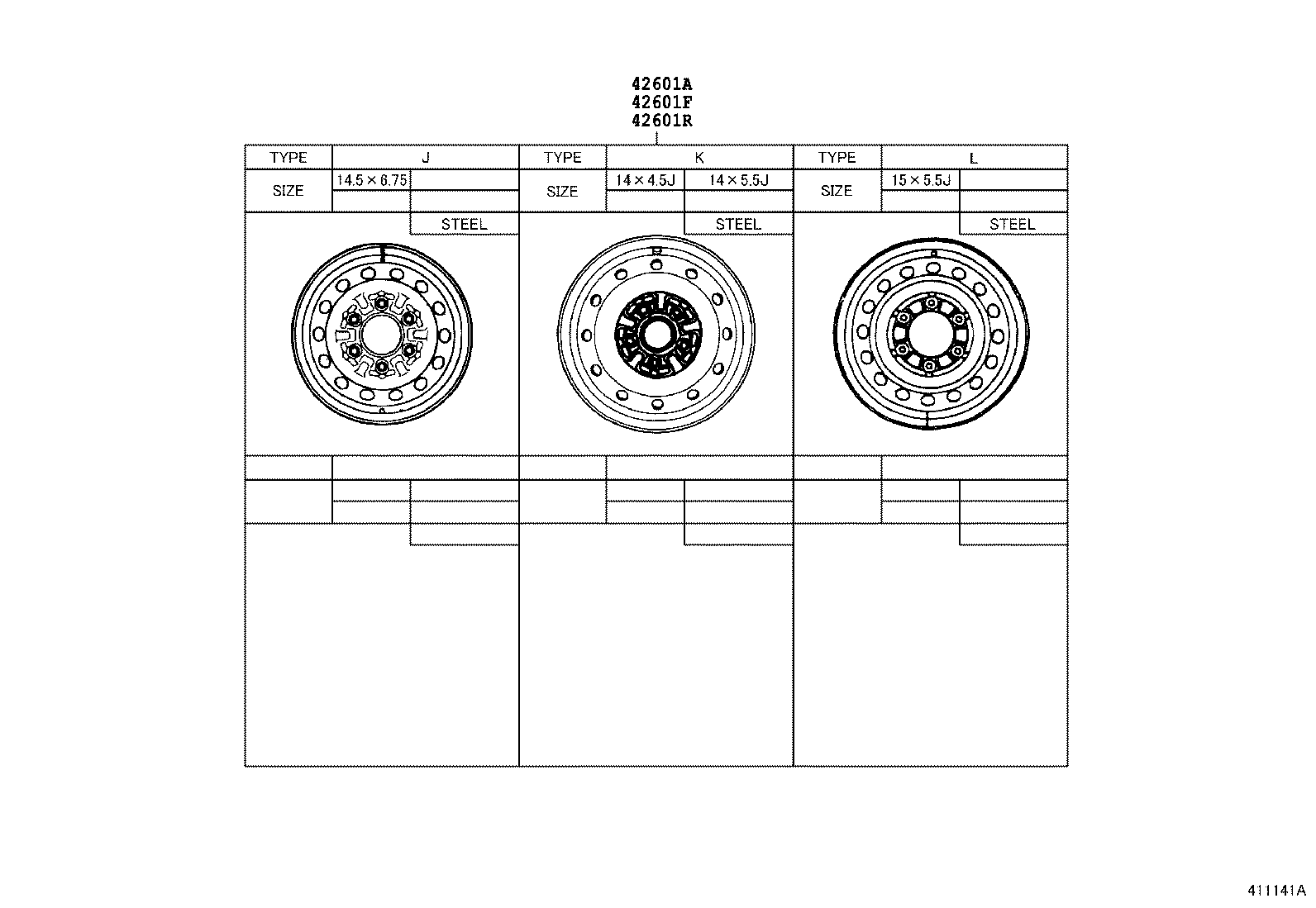 42601-26510 WHEEL, DISC (FOR SPARE) product image