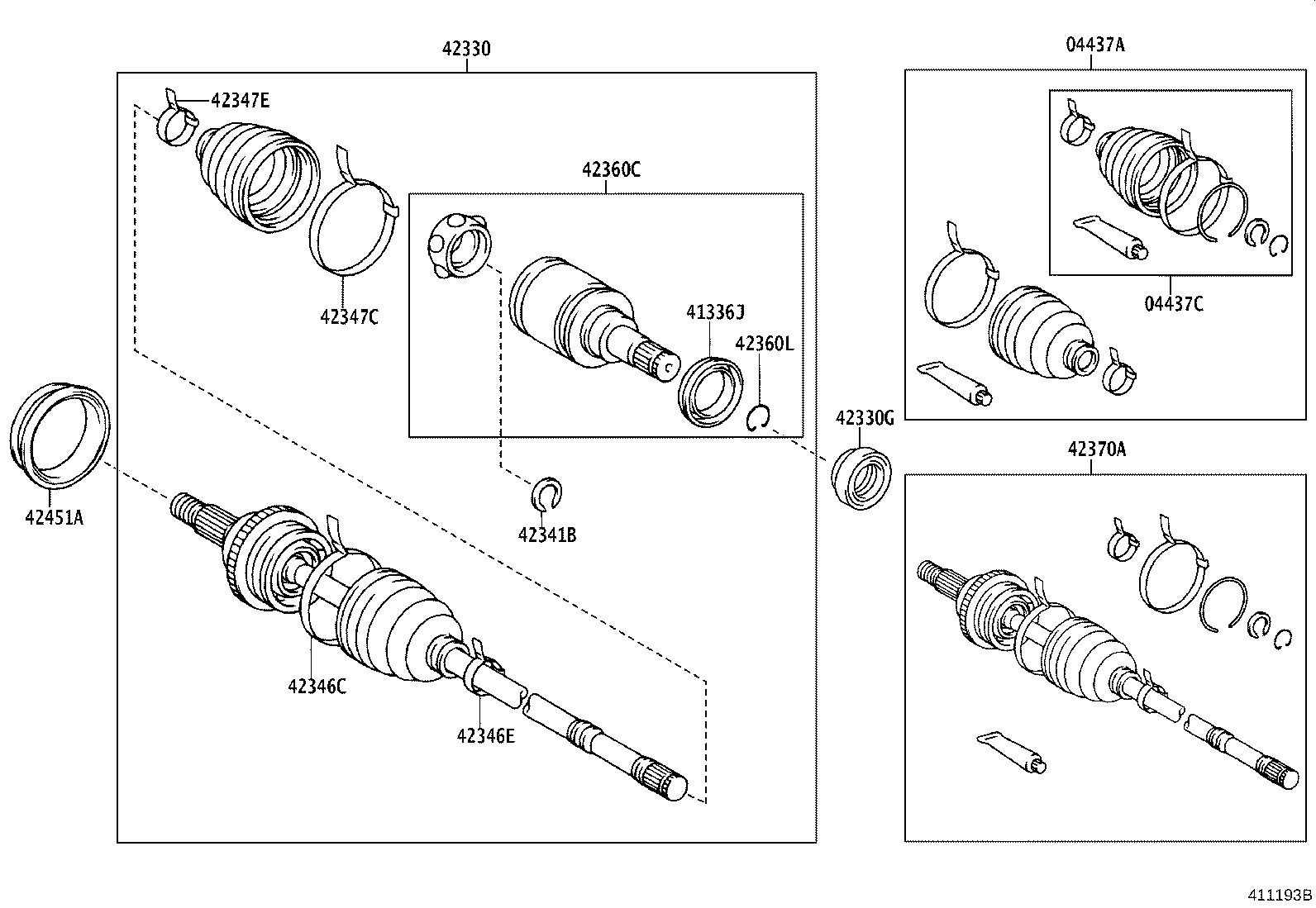 04437-21012 BOOT KIT, REAR DRIVE SHAFT INBOARD JOINT, RH product image