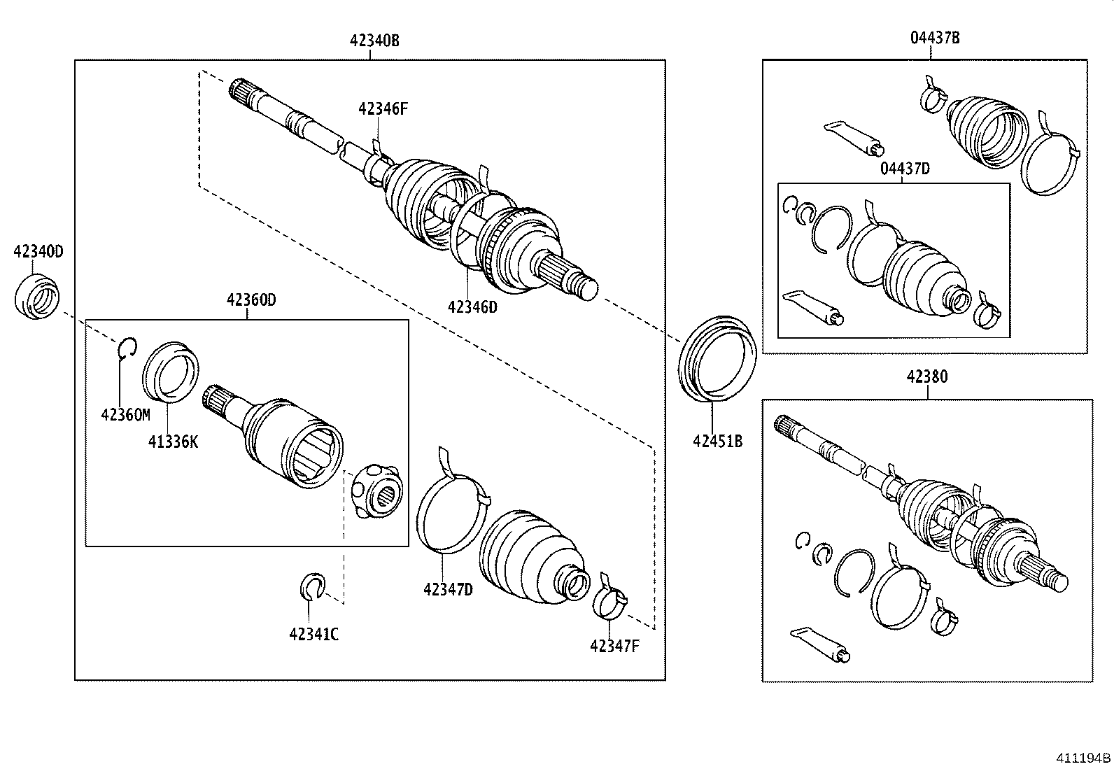 04437-21012 BOOT KIT, REAR DRIVE SHAFT INBOARD JOINT, RH product image
