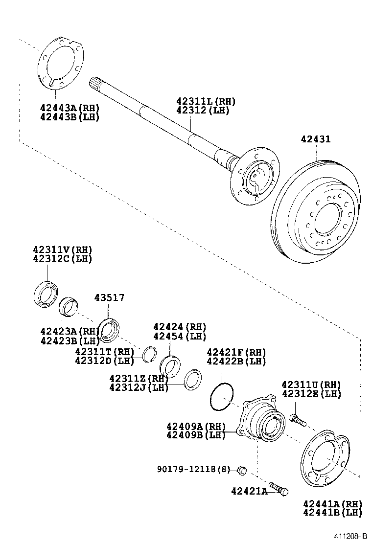 Toyota 42311-34050 SHAFT, REAR AXLE, RH