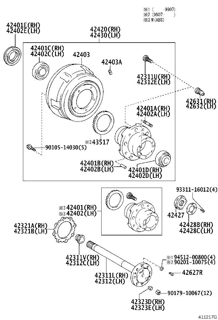 42408-36030 HUB, REAR AXLE, LH product image