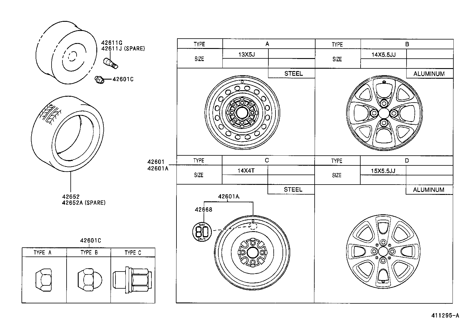 Toyota 42668-0D010 LABEL, COMPACT SPARE TIRE CAUTION