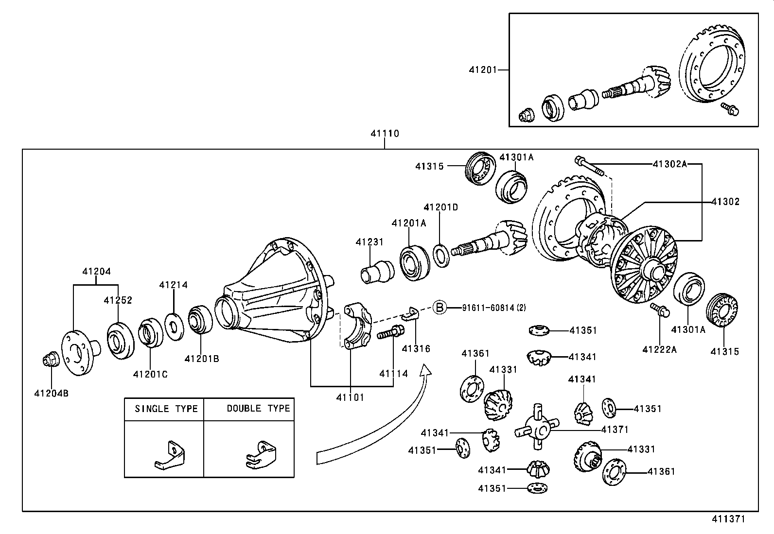 41110-60610 CARRIER ASSY, DIFFERENTIAL, REAR product image