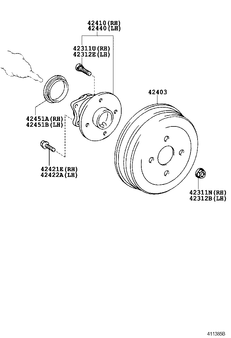 42431-13030 DRUM SUB-ASSY, REAR BRAKE product image