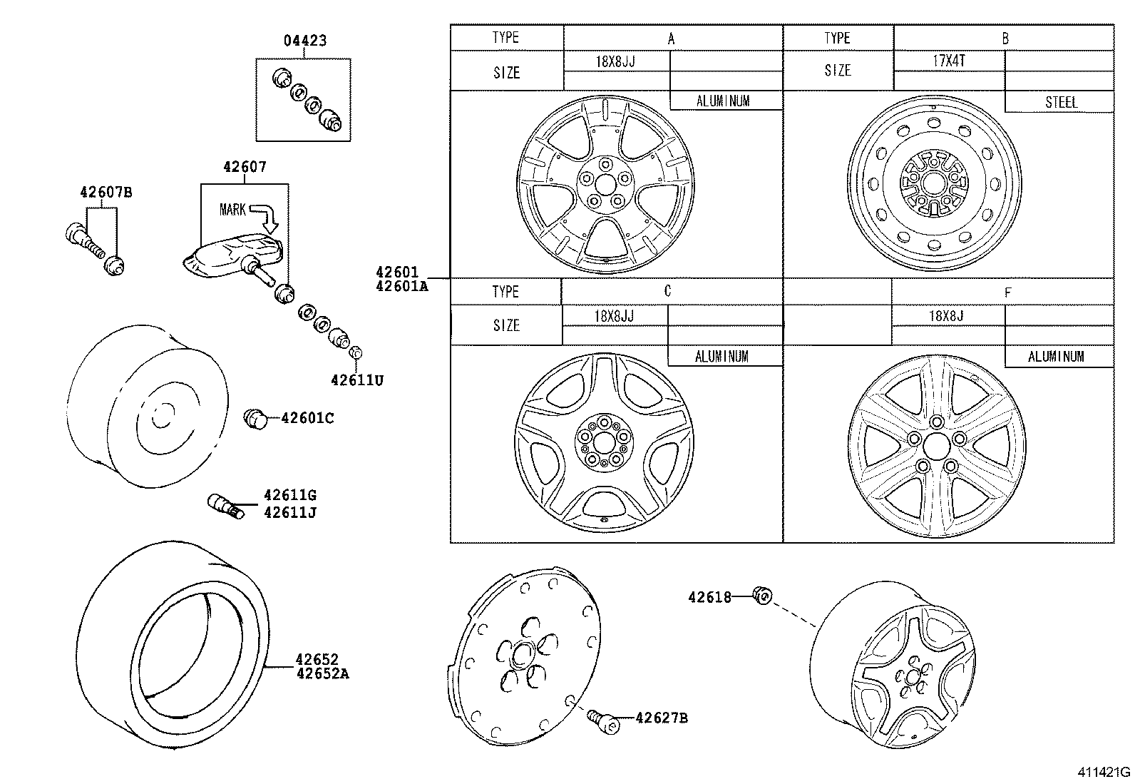 04423-24020 FITTING KIT, TIRE PRESSURE MONITOR OR BALANCER VALVE product image