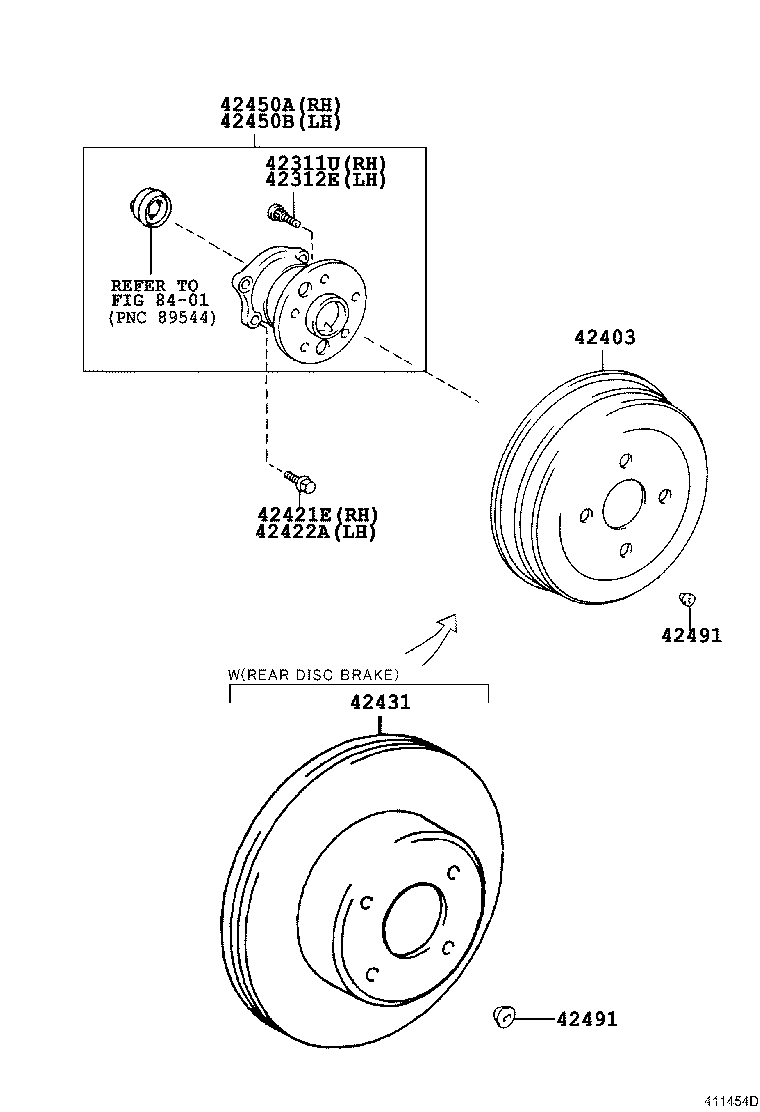Toyota 42410-33050 HUB & BEARING ASSY, REAR AXLE, RH