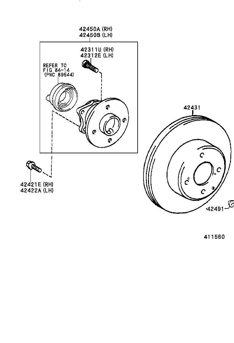 42450-02060 HUB & BEARING ASSY, REAR AXLE, RH product image