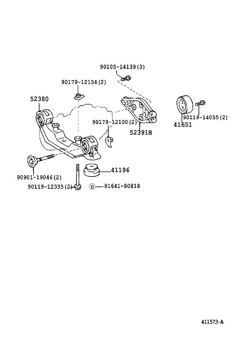 Toyota 41651-33020 CUSHION, REAR DIFFERENTIAL MOUNT, NO.1