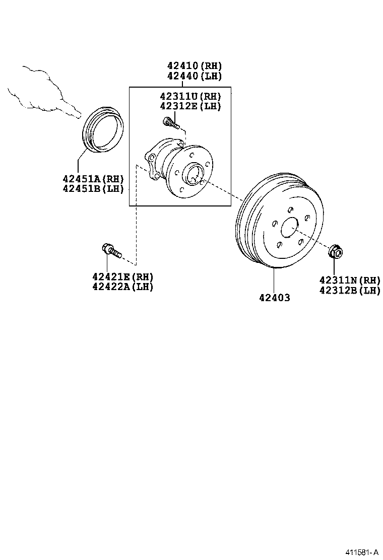 42431-63011 DRUM SUB-ASSY, REAR BRAKE product image