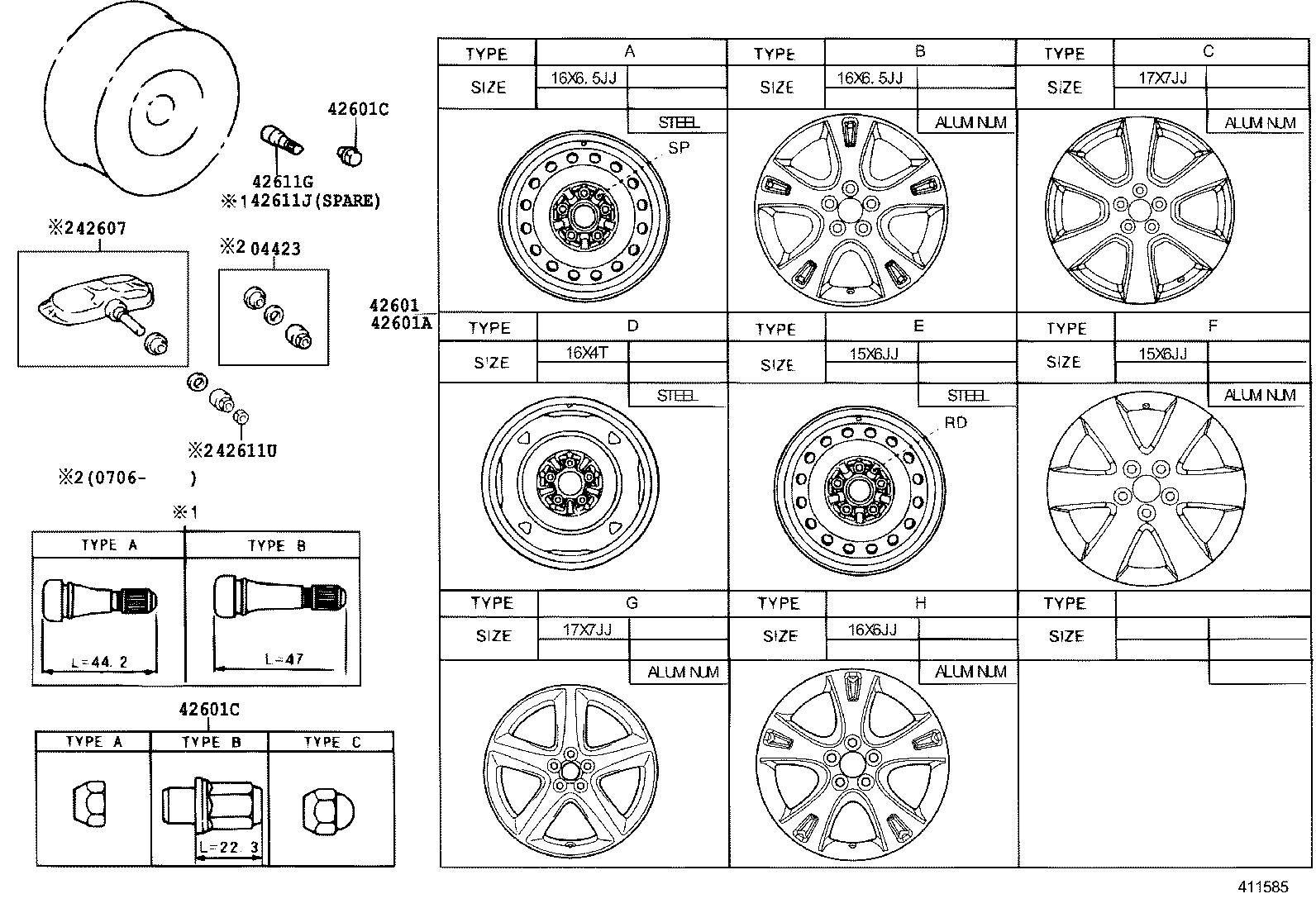Toyota 42621-AB090 CAP, WHEEL