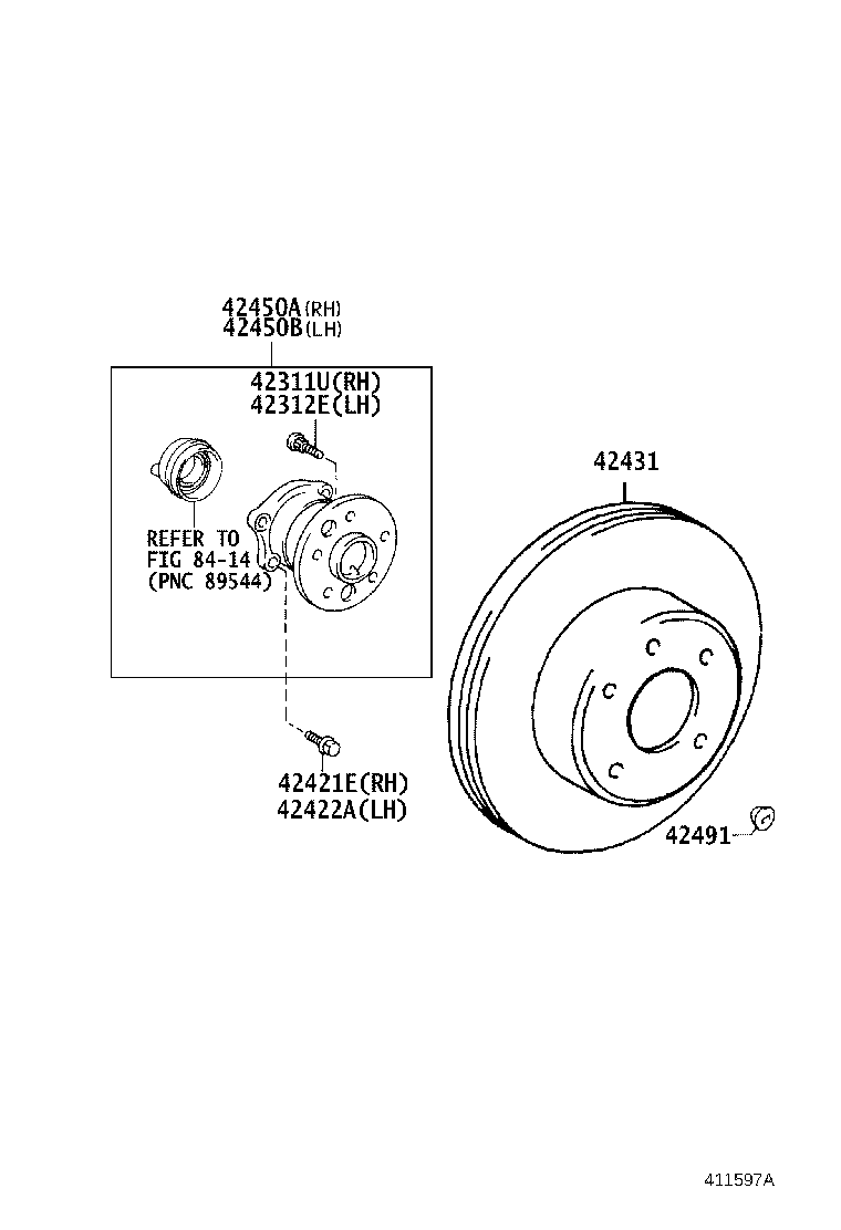 42460-06010 HUB & BEARING ASSY, REAR AXLE, LH product image