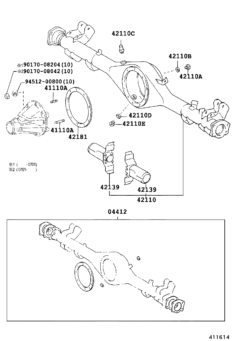 90116-08419 BOLT, NO.1 (FOR REAR DIFFERENTIAL CARRIER SET) product image
