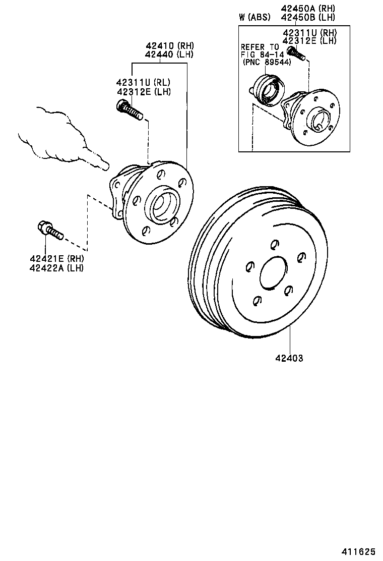 42410-02080 HUB & BEARING ASSY, REAR AXLE, RH product image