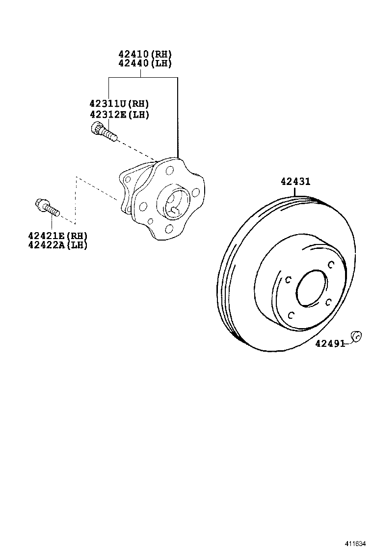 42410-02101 HUB & BEARING ASSY, REAR AXLE, RH product image