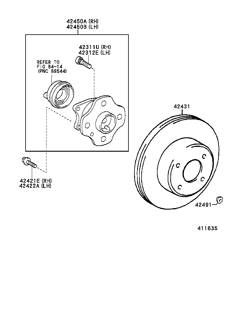 42410-02101 HUB & BEARING ASSY, REAR AXLE, RH product image