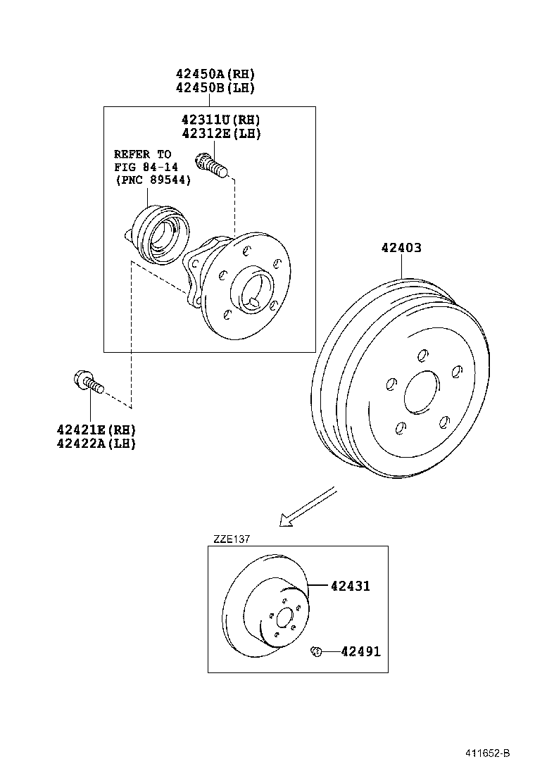 42450-01010 HUB & BEARING ASSY, REAR AXLE, RH product image
