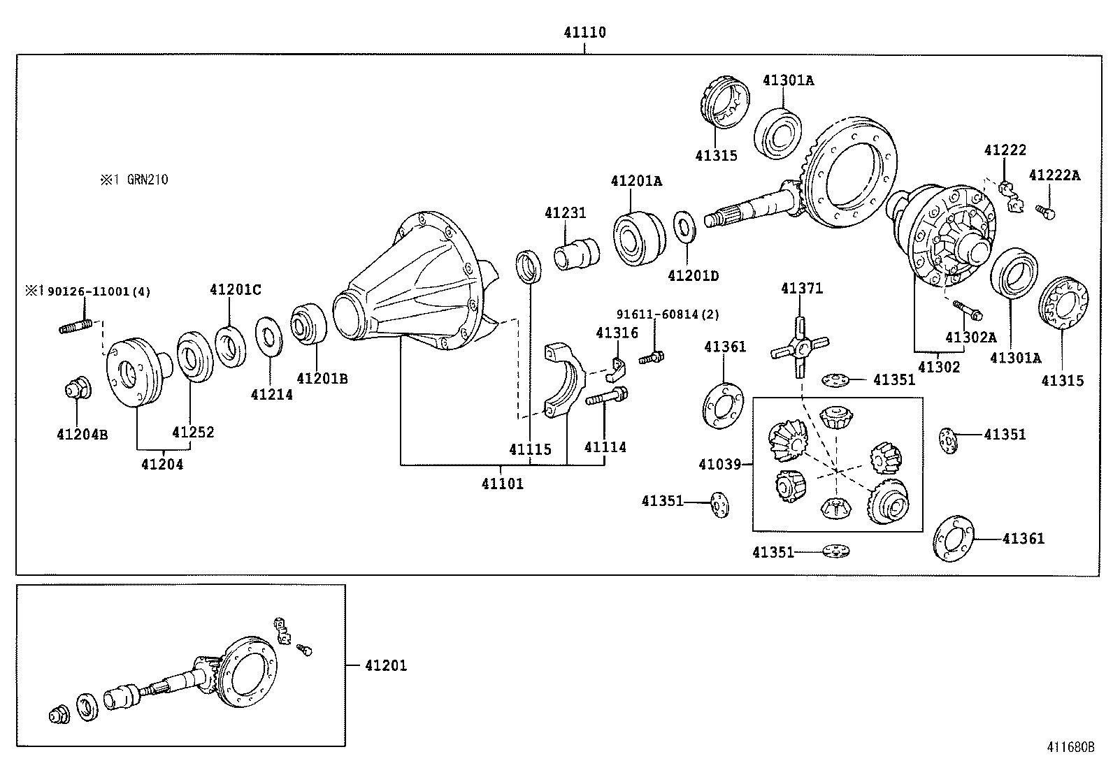 41110-35C70 CARRIER ASSY, DIFFERENTIAL, REAR product image