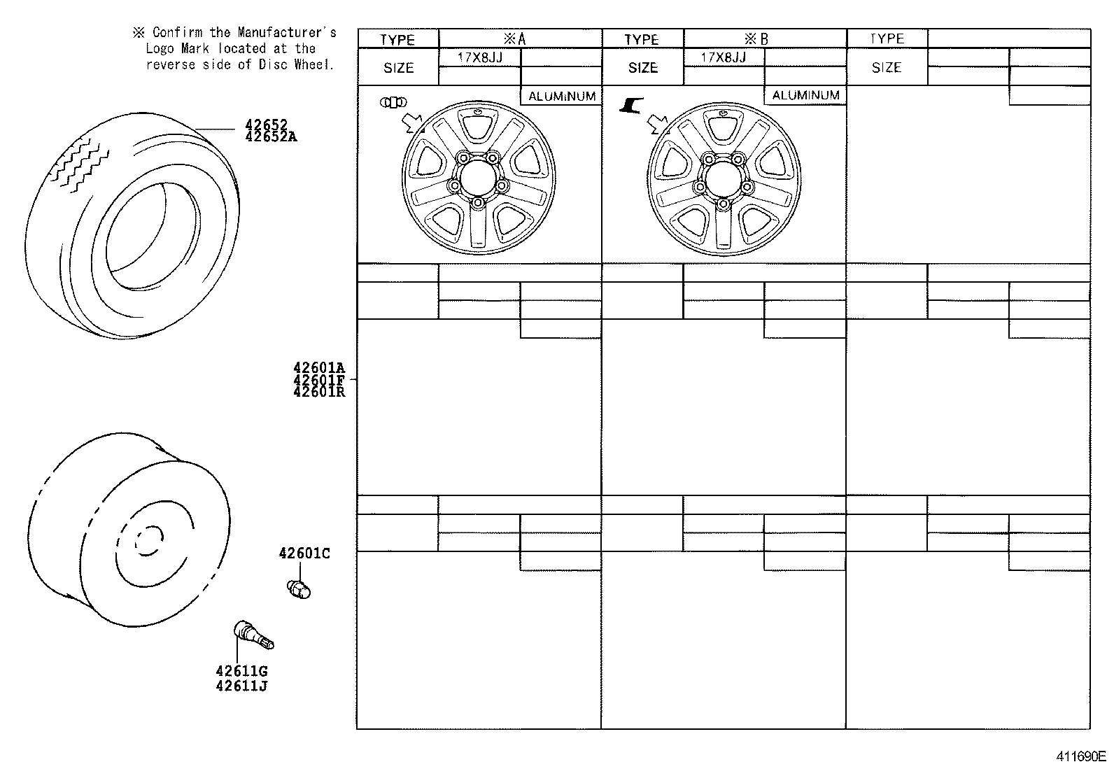 42611-60600 WHEEL, DISC (FOR SPARE) product image