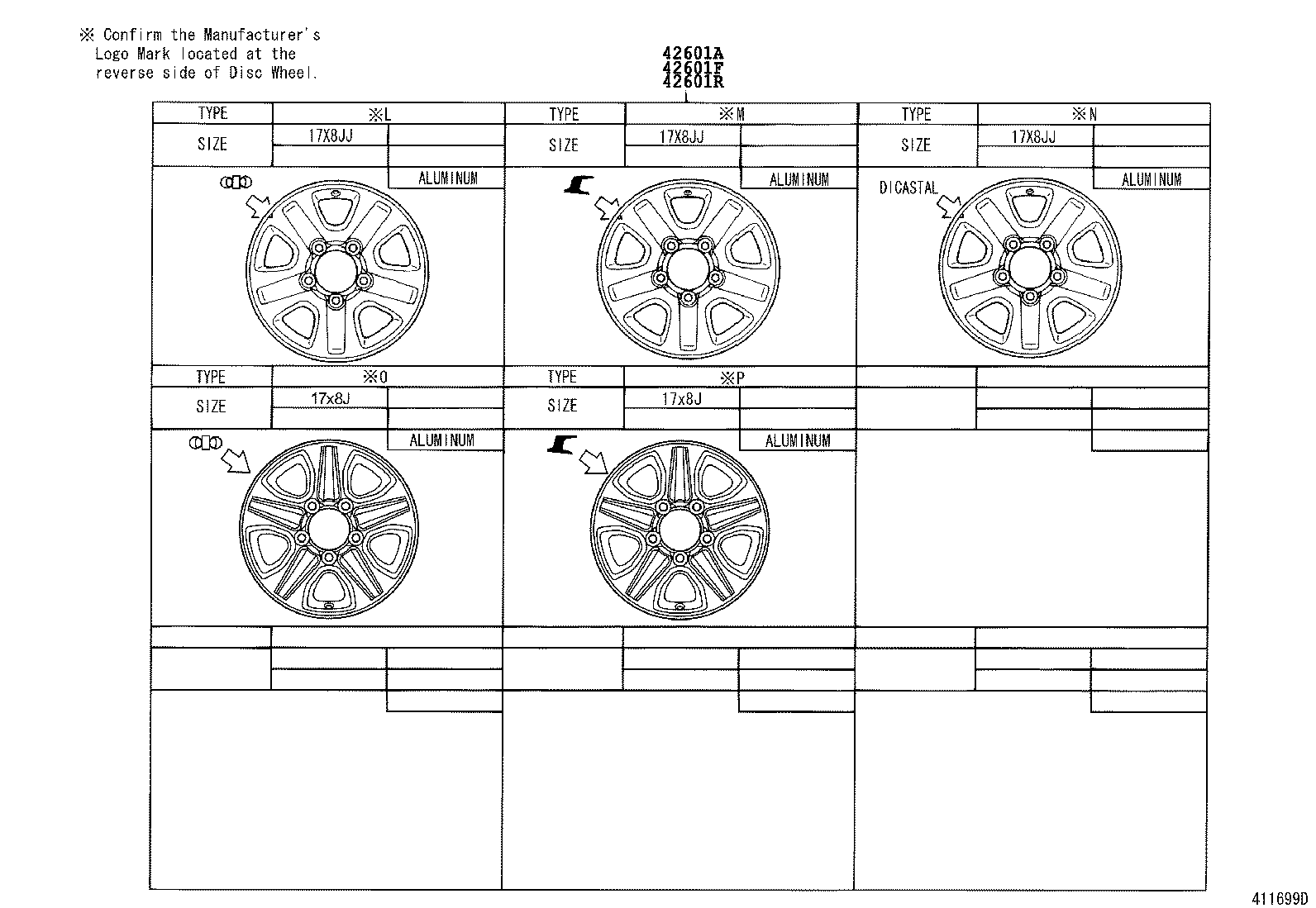 42601-60610 WHEEL, DISC (FOR SPARE) product image
