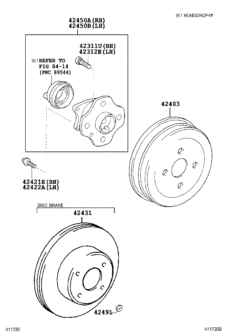42410-0D030 HUB & BEARING ASSY, REAR AXLE, RH product image